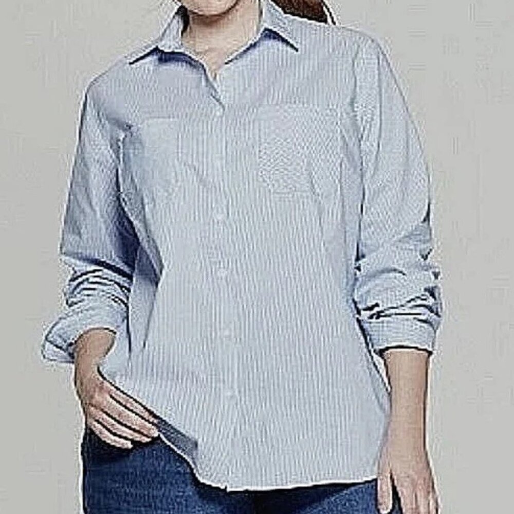 Ava & Viv Blue & White Metallic Stripe Button Down Blouse 3X✨50% Off Bundles 3+